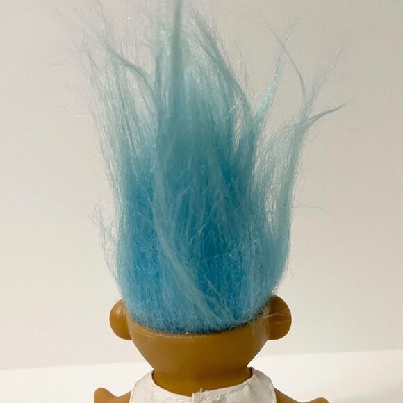 Vtg Russ Troll Doll Blue Hair Hawaiian Beach Style Shirt With Palm Trees 4 Inch - Picture 14 of 16
